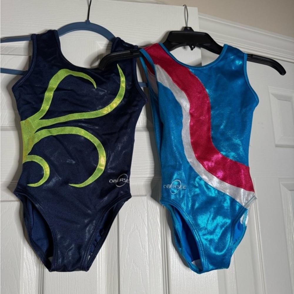 Set of 2 Kids shimmer gymnastics Leotards - obersee size medium